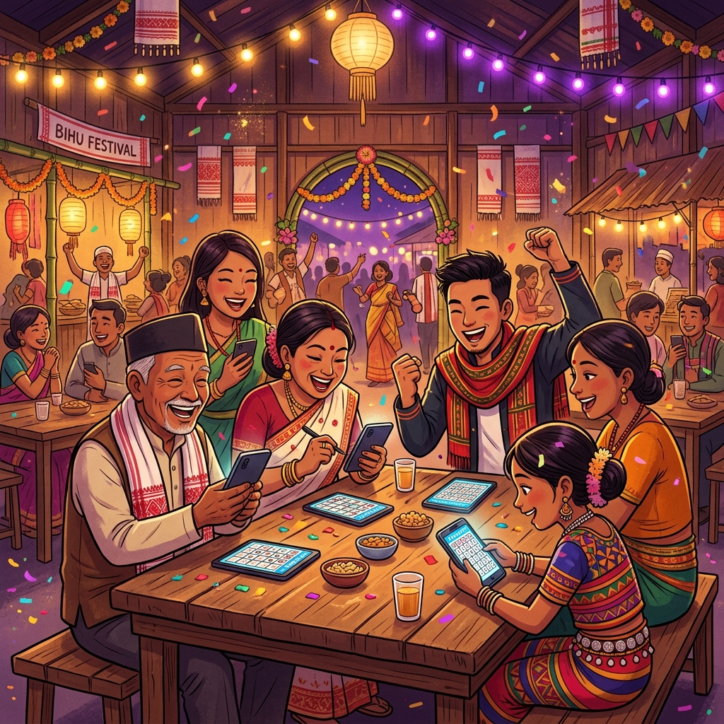 People playing Tambola game online in North East India
